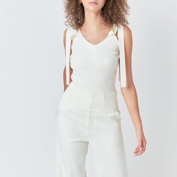 NEW ENDLESS ROSE - Knit V Neck Tank Top White Size XS - Picture 5 of 5